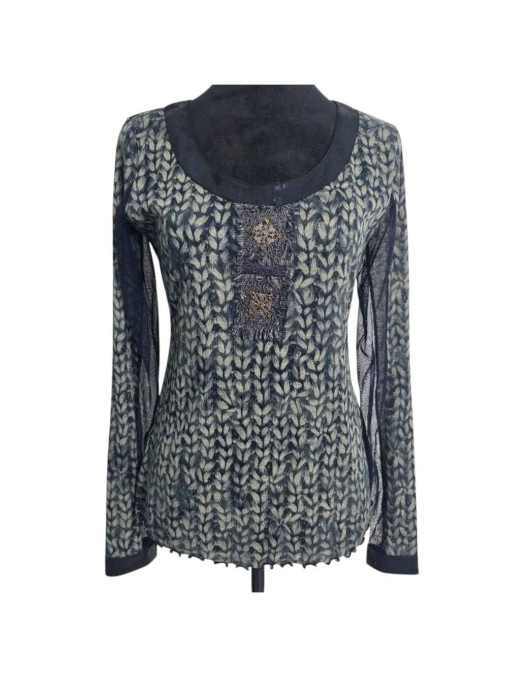 ANAC Size Medium Top Blouse Whimsy Abstract Art to Wear
